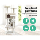 i.Pet Cat Tree 134cm Tower Scratching Post Scratcher Wood Condo House Bed Beige