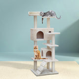 i.Pet Cat Tree 134cm Tower Scratching Post Scratcher Wood Condo House Bed Beige