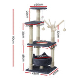 i.Pet Cat Tree 110cm Tower Scratching Post Scratcher Wood Condo House Bed Toys