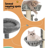 i.Pet Cat Tree 169cm Tower Scratching Post Scratcher Wood Bed Condo House Rattan Ladder