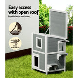 i.Pet Cat House Outdoor Shelter 56cm x 52cm x 82cm Rabbit Hutch Wooden Condo Small Dog Pet Enclosure