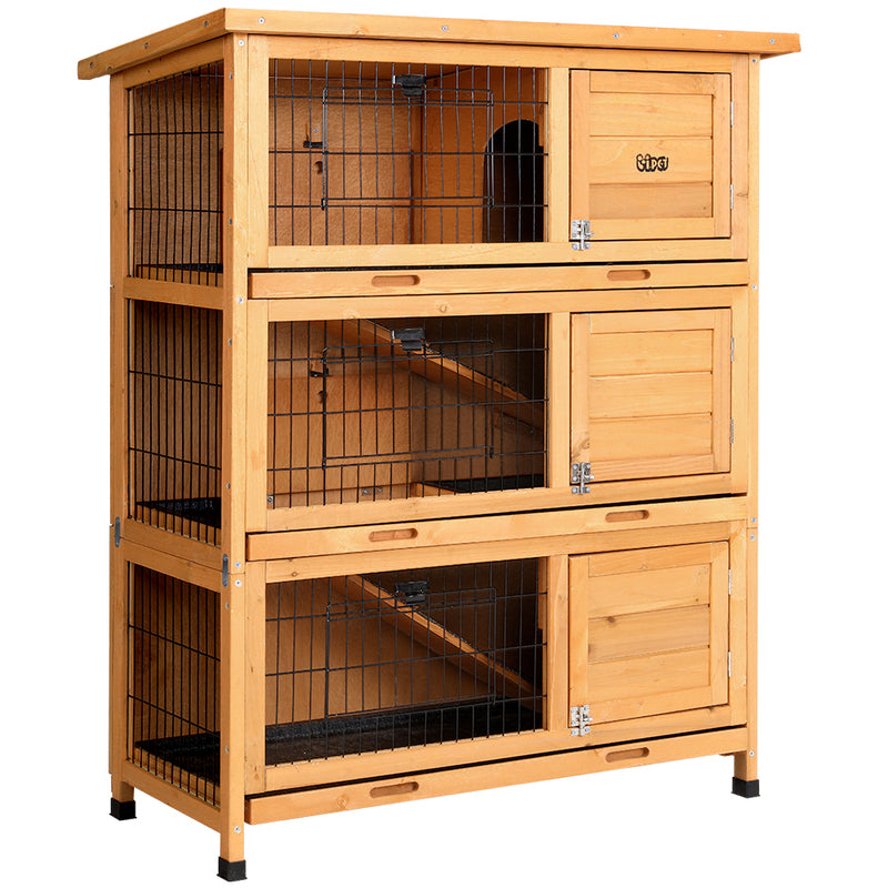 i.Pet Rabbit Hutch 91.5cm x 46cm x 116.5cm Chicken Coop Large House Cage Run Wooden Bunny Outdoor