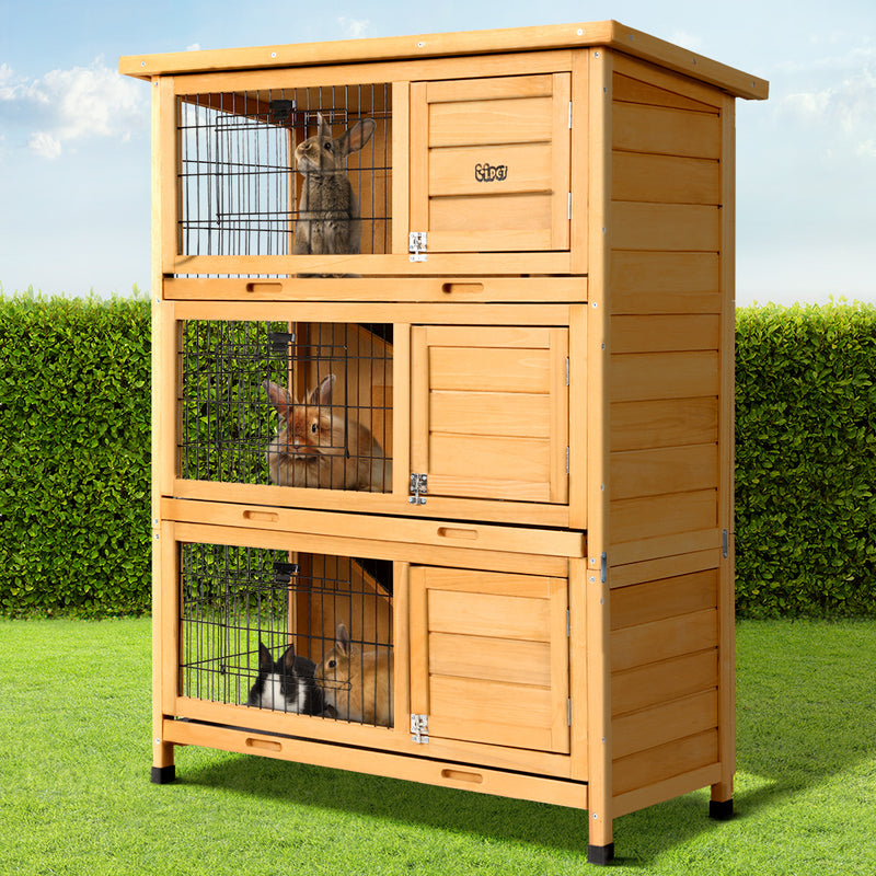 i.Pet Rabbit Hutch 91.5cm x 46cm x 116.5cm Chicken Coop Large House Cage Run Wooden Bunny Outdoor