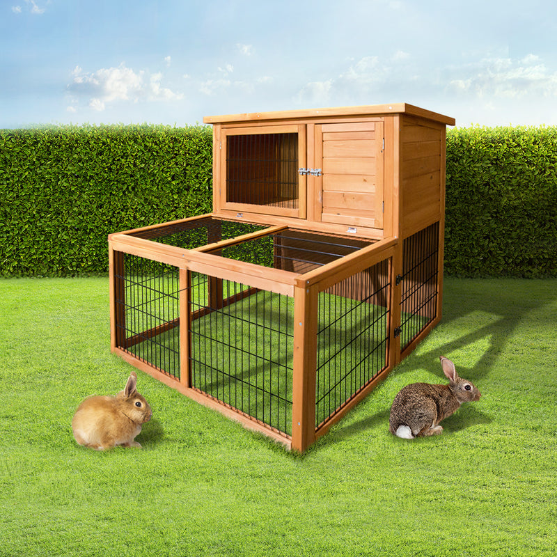 i.Pet Chicken Coop 96cm x 96cm x 100cm Rabbit Hutch Large Run Wooden Cage Outdoor House