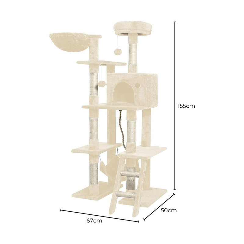 Floofi 155cm Plush Cat Condo Cat Tree Beige