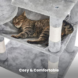 Floofi 118cm Plush Cat Condo Cat Tree Light Grey