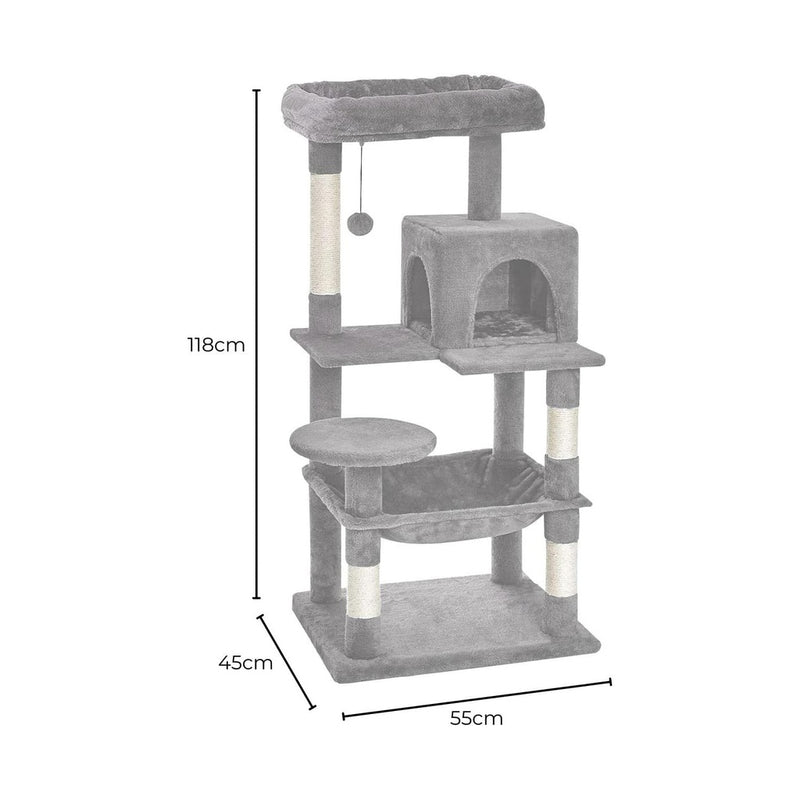 Floofi 118cm Plush Cat Condo Cat Tree Light Grey