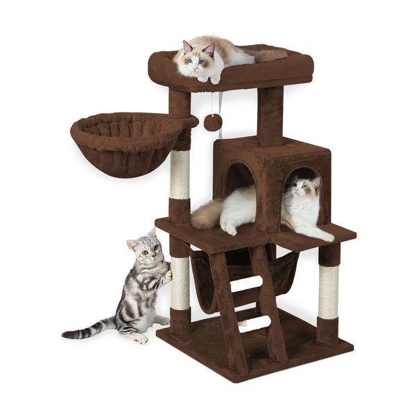 Floofi 104cm Plush Cat Condo Cat Tree Brown