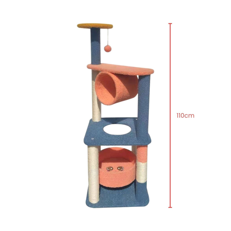 Floofi 110cm Emoji Plush Cat Condo Cat Tree Blue Red