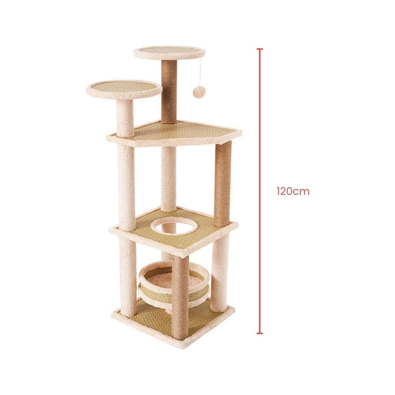 Floofi 120cm 5 Layer Cat Condo Cat Tree Beige