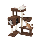 Floofi 97cm Adjustable Base Plush Cat Tree Brown