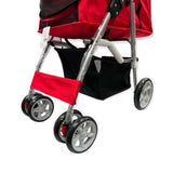 Pet Stroller Pram - Dog or Cat Red 4 Wheeled Folding Travel Buggy Pushchair