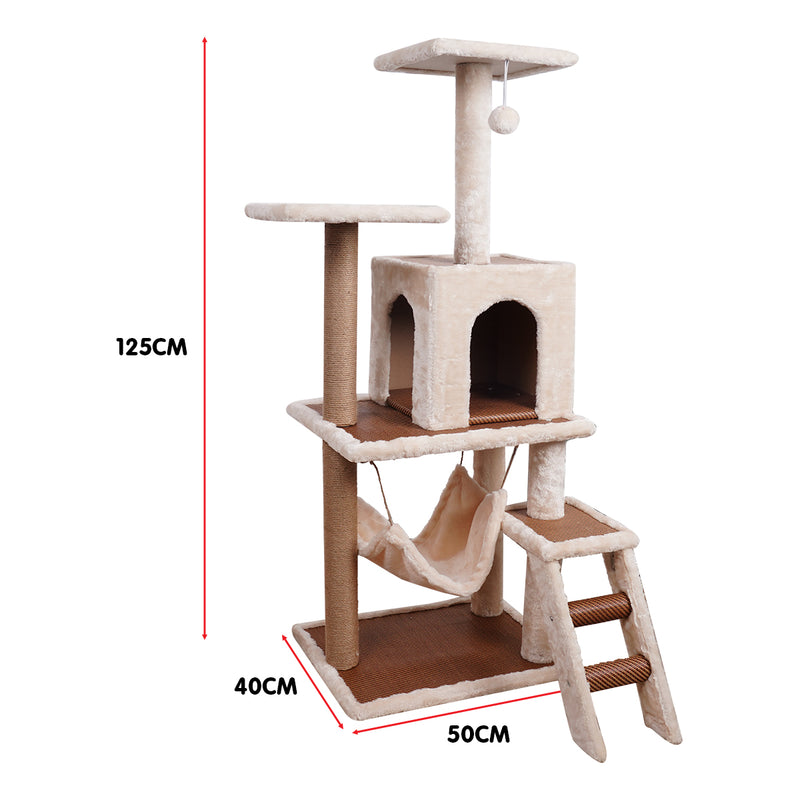 Furtastic 125cm Cat Tree Scratching Post - Beige