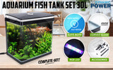 Aquarium Curved Glass RGB LED Fish Tank Set Filter Pump 30L