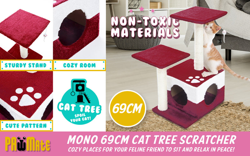 Cat Tree Multi Level Scratcher MONO 69cm RED