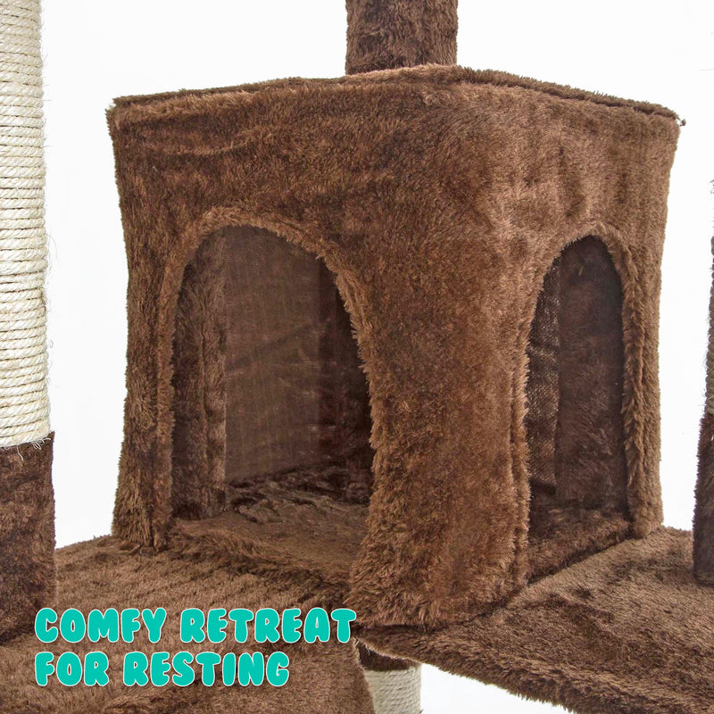 Cat Tree Multi Level Scratcher JUMBO 180cm BROWN