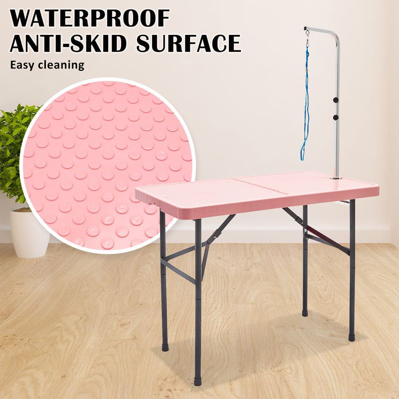 Pet Grooming Salon Table Foldable 97cm Dog Cat PINK