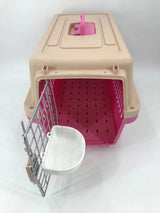 YES4PETS Medium Dog Cat Crate Pet Carrier Airline Cage With Bowl & Tray-Pink