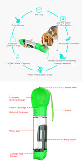 YES4PETS  4 in 1 Portable Pet Dog Puppy Cat Drinking Mug Water Feeder Bottle Valve Travel Bottle Green