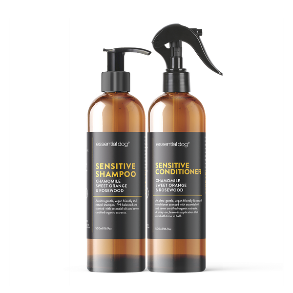 Natural Sensitive Dog Shampoo & Conditioner 2 Pack (Chamomile, Sweet Orange & Rosewood)