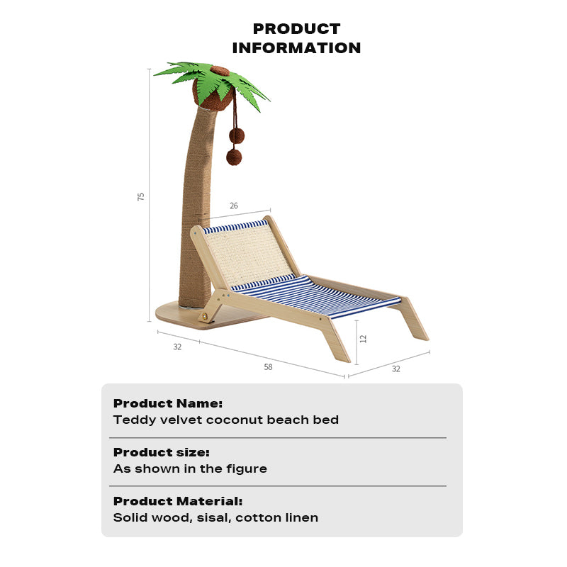 Wood coconut tree lounge chair cat bed dog bed cat scratching post toy pet nest