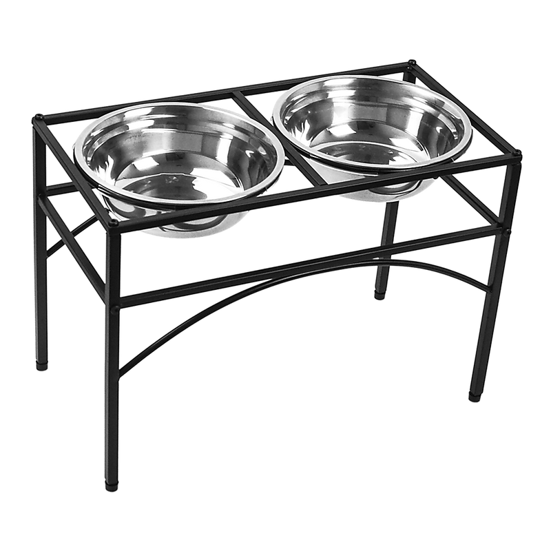 Dual Elevated Raised Pet Dog Puppy Feeder Bowl Stainless Steel Food Water Stand